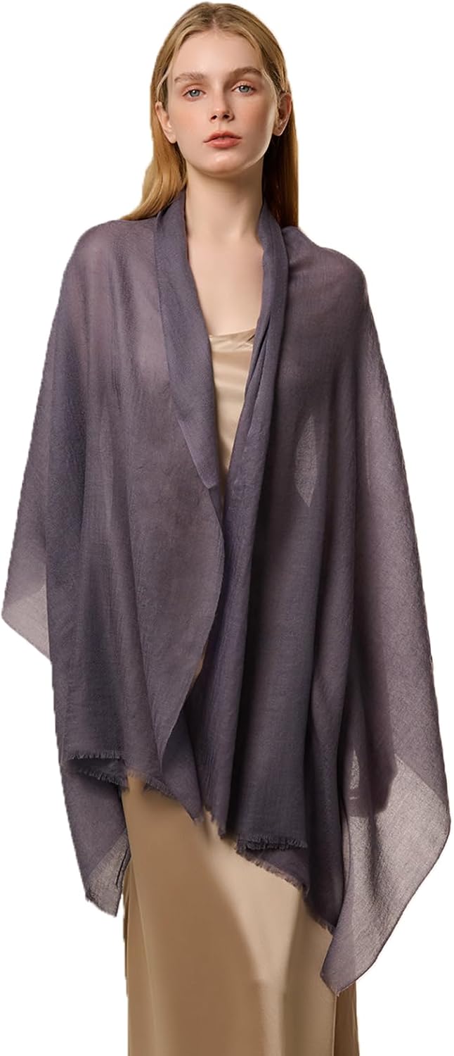 cashmere wrap shawl in multi color, featherlight luxury travel wrap — side