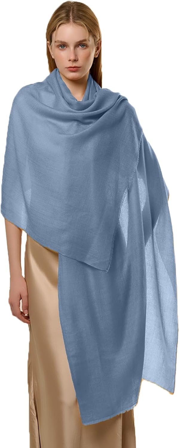cashmere wrap shawl in multi color, featherlight luxury travel wrap — back