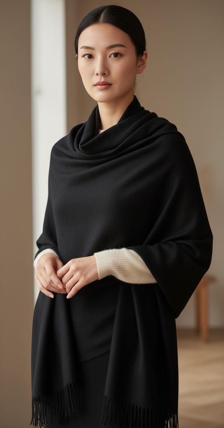 cashmere wrap shawl in multi color, featherlight luxury travel wrap — view 1