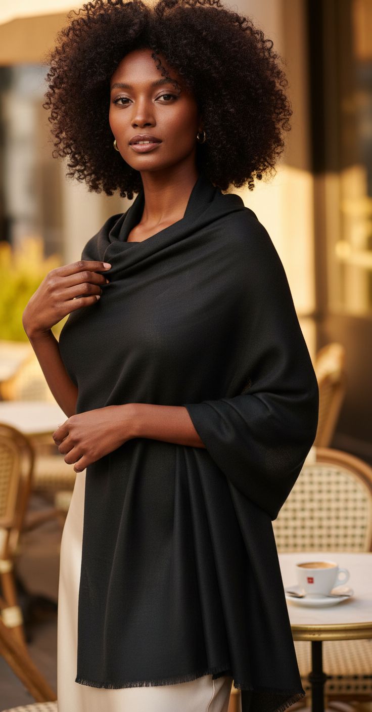 cashmere wrap shawl in multi color, featherlight luxury travel wrap — view 3