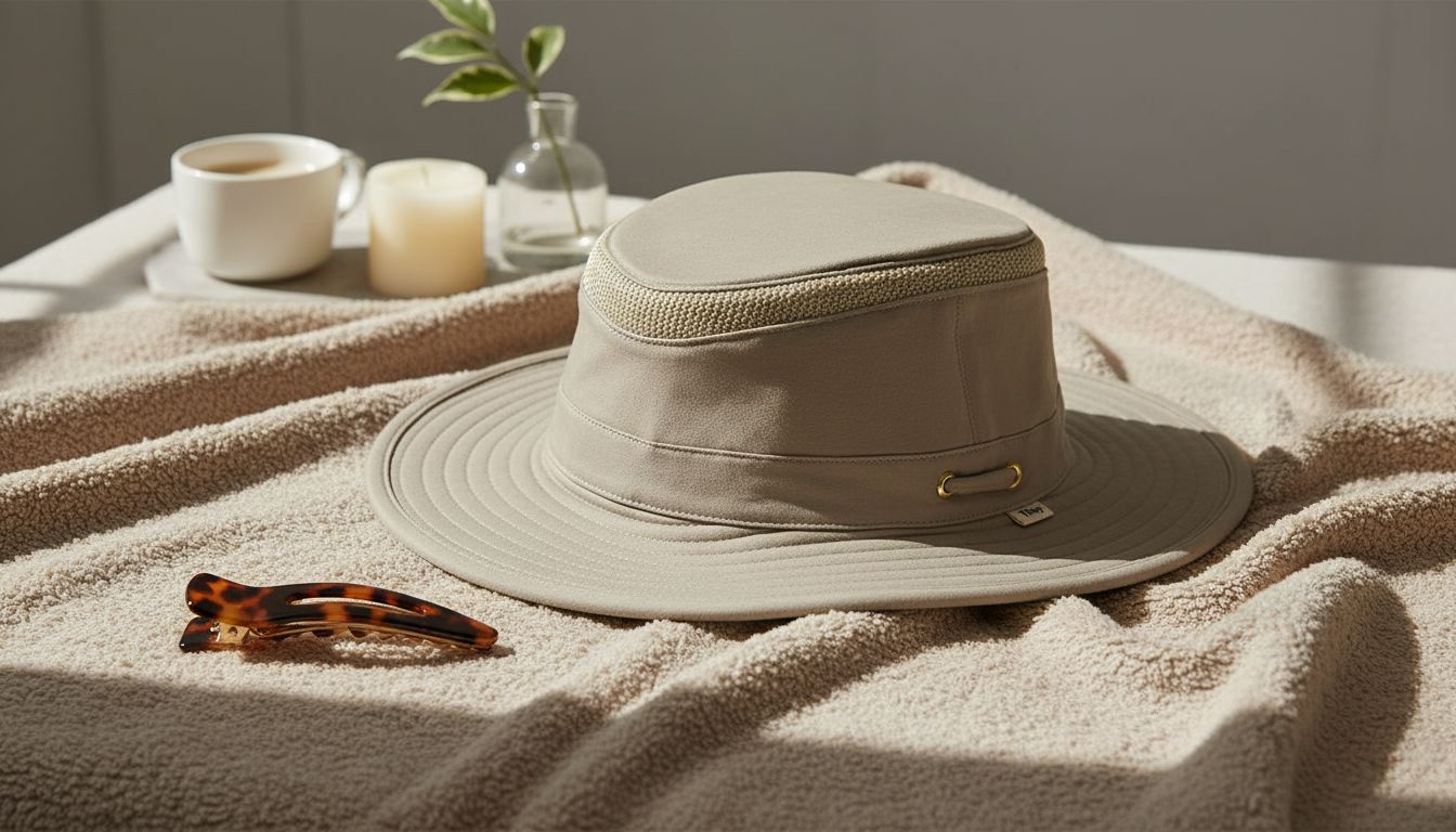 cotton canvas sun hat in warm neutral tone with wide brim and UPF protection — view 2