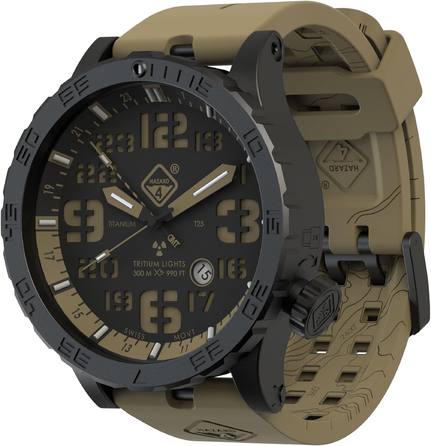Titanium diver watch in silver — bold tritium dial, water-resistant — view 1