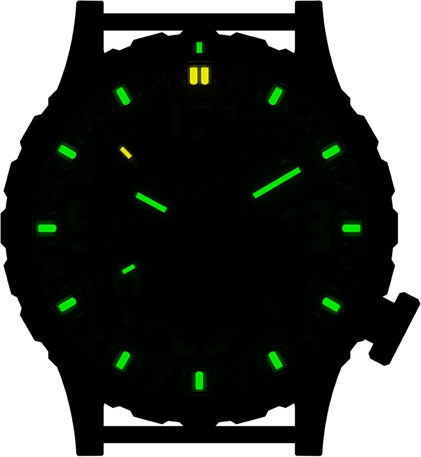 Titanium diver watch in silver — bold tritium dial, water-resistant — front