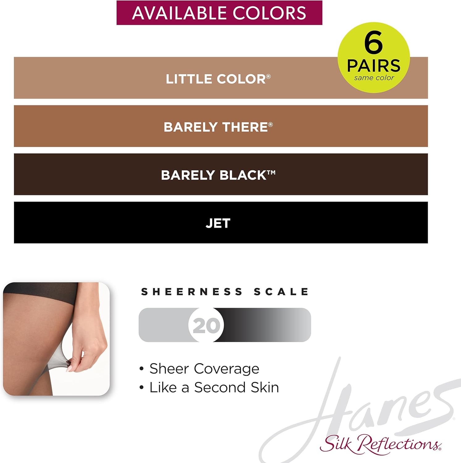 Hanes women's control top pantyhose in neutral tone with reinforced toe — view 2
