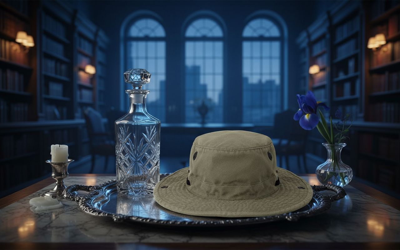 Cotton canvas sun hat in warm neutral — classic travel style — view 4