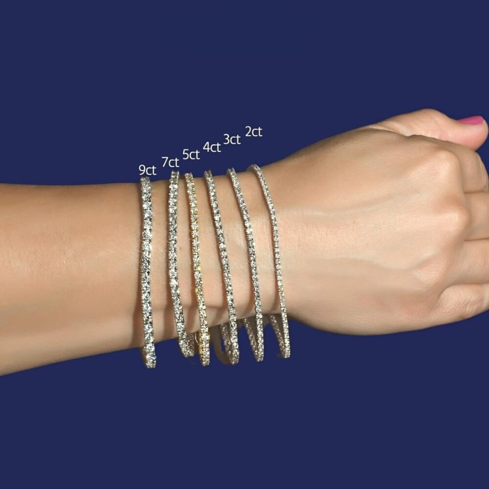 Diamond tennis bracelet in white gold with round cut stones, classic luxury — view 3