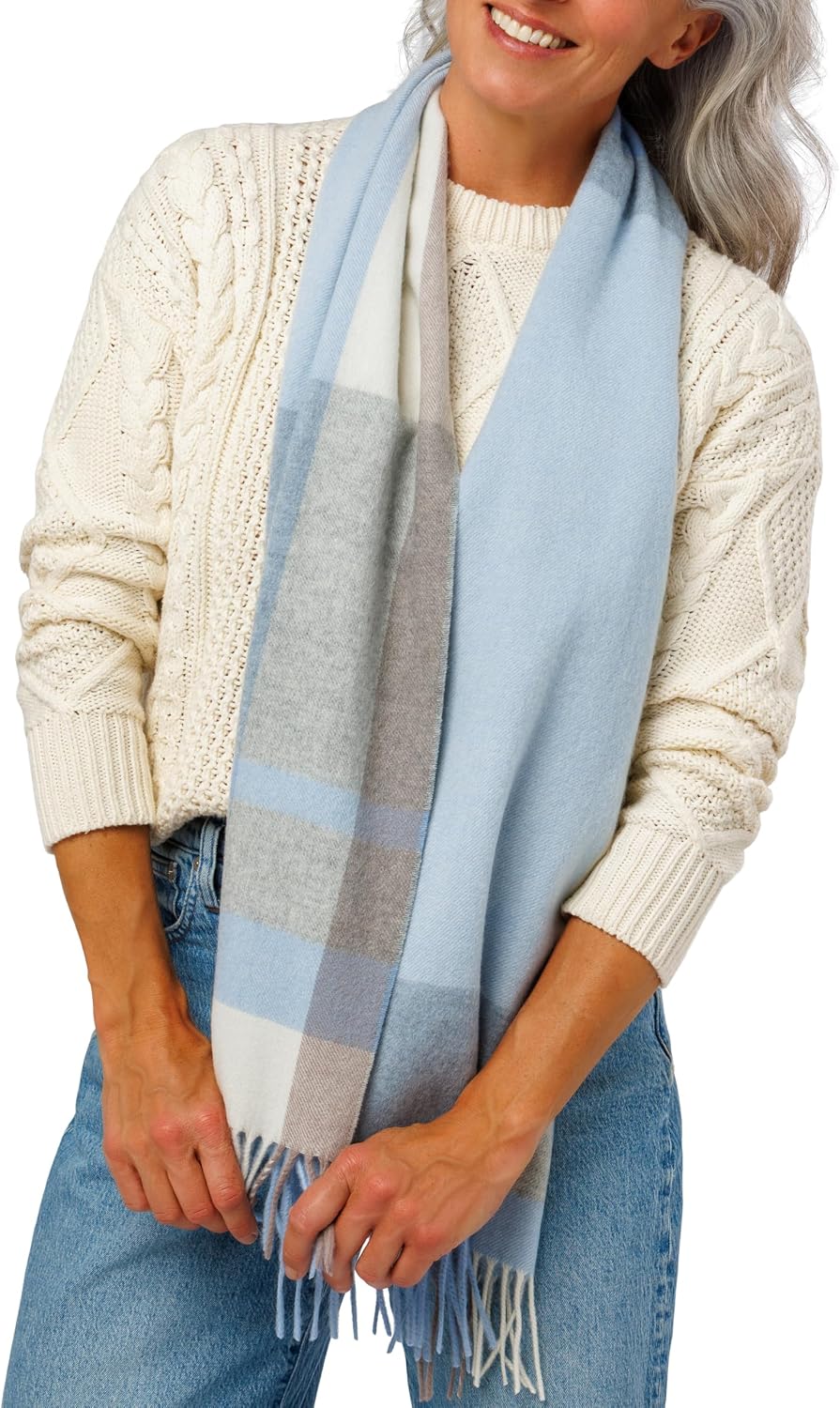 cashmere winter scarf in multi-color with classic weave, everyday warmth — view 1