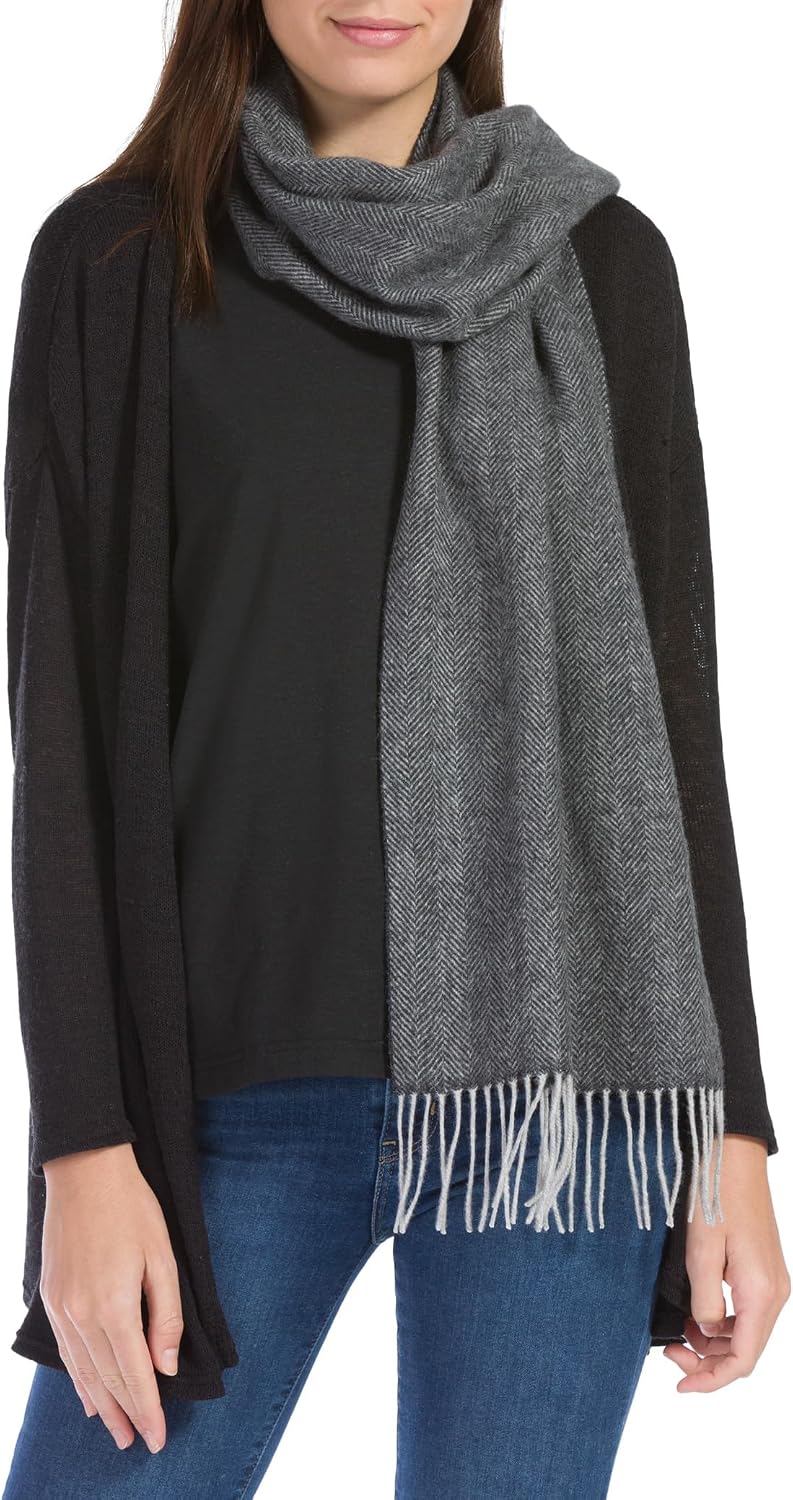 cashmere winter scarf in multi-color with classic weave, everyday warmth — view 4