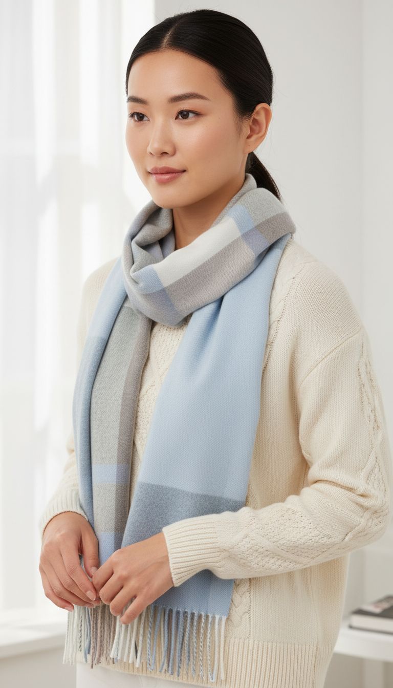 cashmere winter scarf in multi-color with classic weave, everyday warmth — view 1