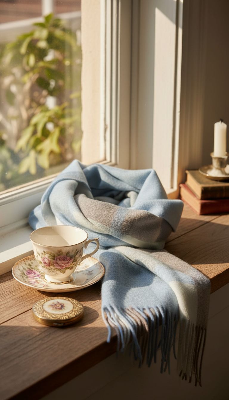 cashmere winter scarf in multi-color with classic weave, everyday warmth — view 5