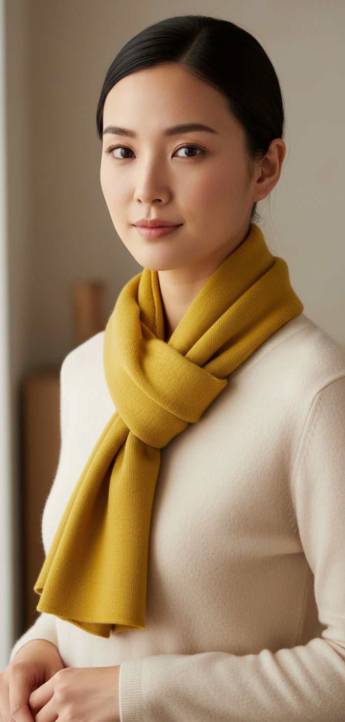 100% cashmere wrap scarf in neutral tone — hand-made Scottish craftsmanship — view 1