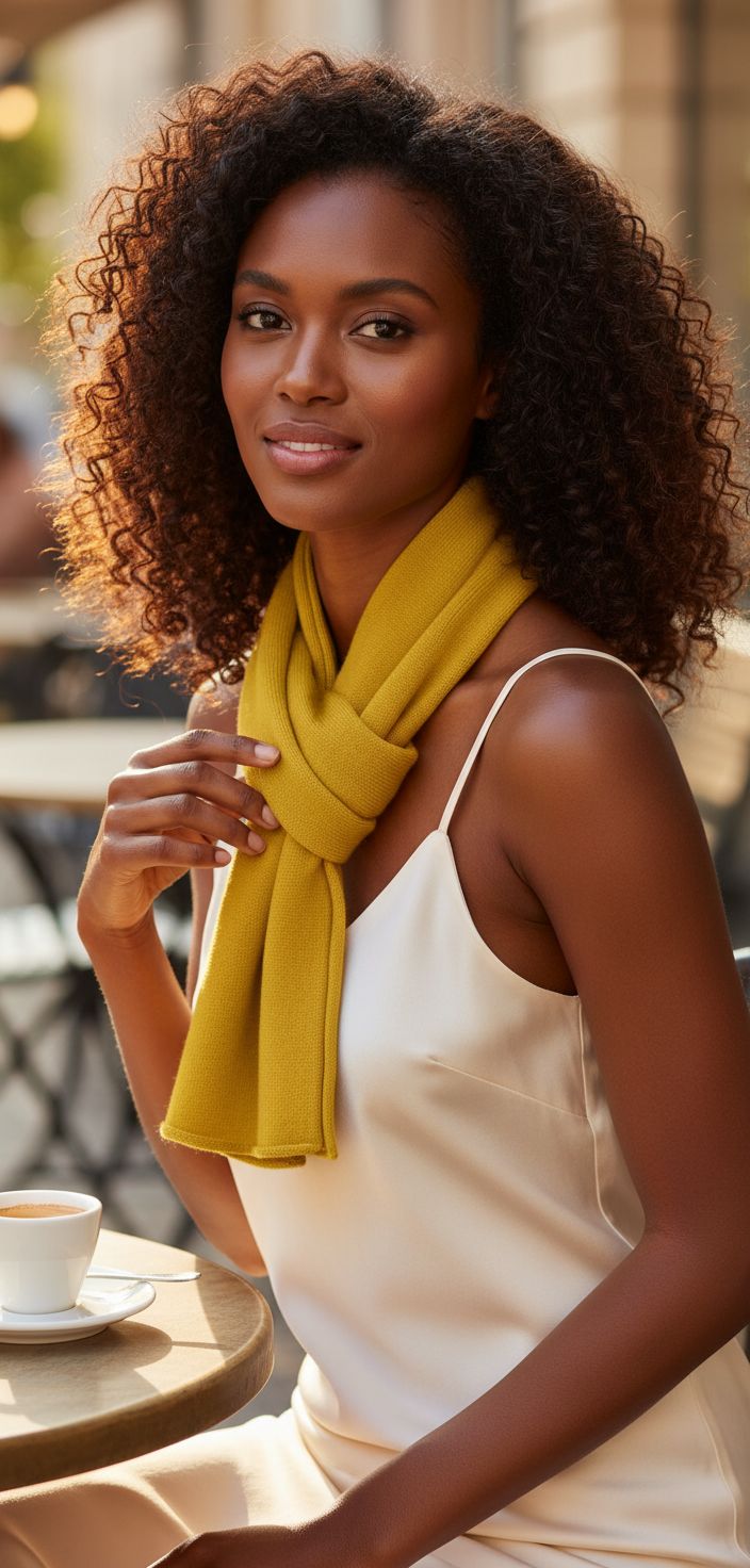 100% cashmere wrap scarf in neutral tone — hand-made Scottish craftsmanship — view 3