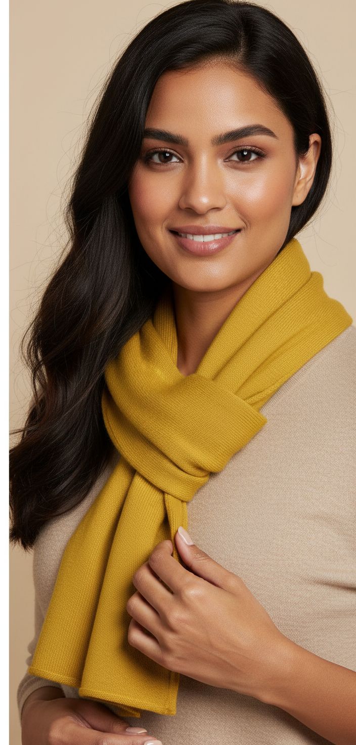 100% cashmere wrap scarf in neutral tone — hand-made Scottish craftsmanship — view 6