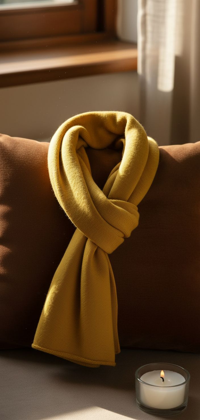 100% cashmere wrap scarf in neutral tone — hand-made Scottish craftsmanship — view 2
