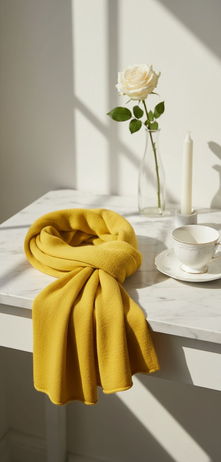 100% cashmere wrap scarf in neutral tone — hand-made Scottish craftsmanship — view 5
