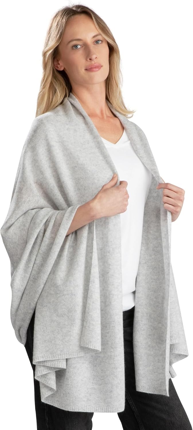 Gray cashmere travel wrap shawl, lightweight and versatile for winter — view 1