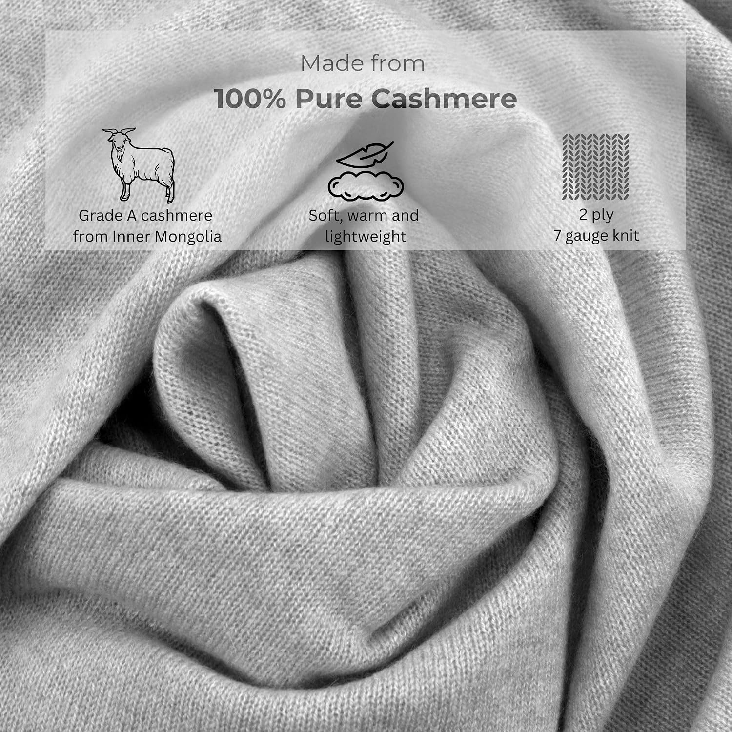 Gray cashmere travel wrap shawl, lightweight and versatile for winter — front