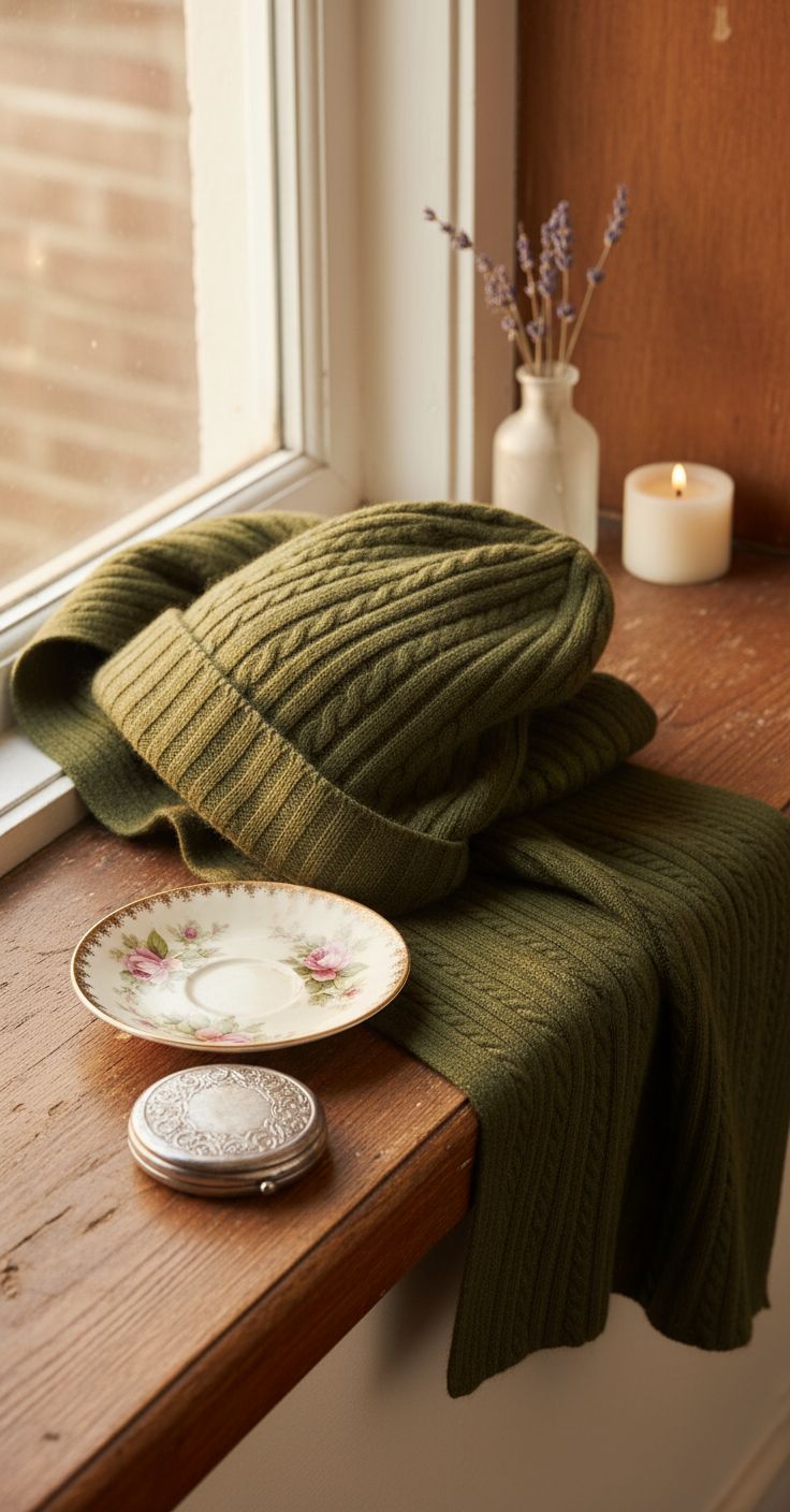 pure cashmere cable knit hat, gloves, and scarf set in warm neutral — view 2