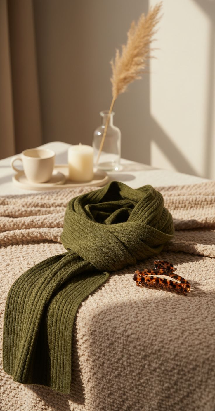 pure cashmere cable knit hat, gloves, and scarf set in warm neutral — view 3