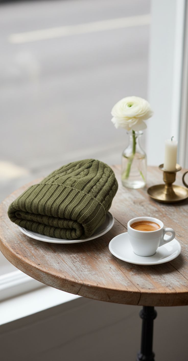 pure cashmere cable knit hat, gloves, and scarf set in warm neutral — view 5