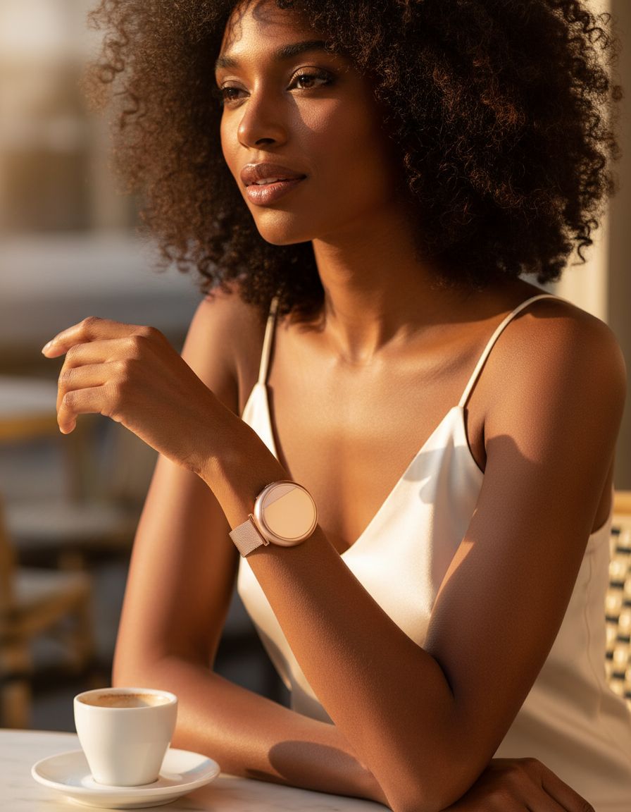 Rose gold thermal cooling bracelet with minimalist band design — view 3