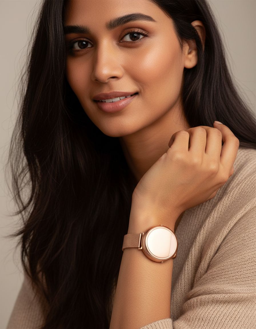 Rose gold thermal cooling bracelet with minimalist band design — view 6