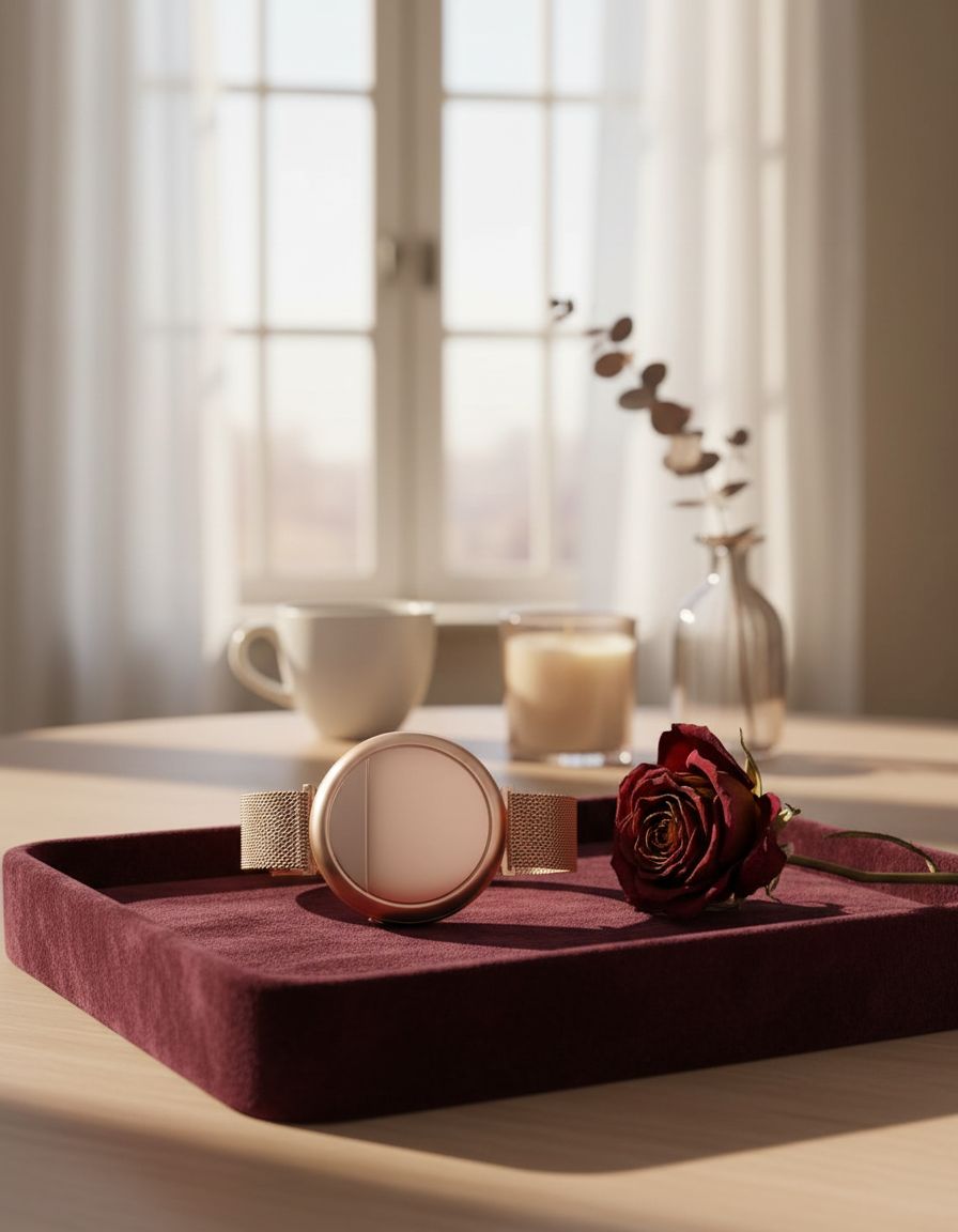 Rose gold thermal cooling bracelet with minimalist band design — view 2