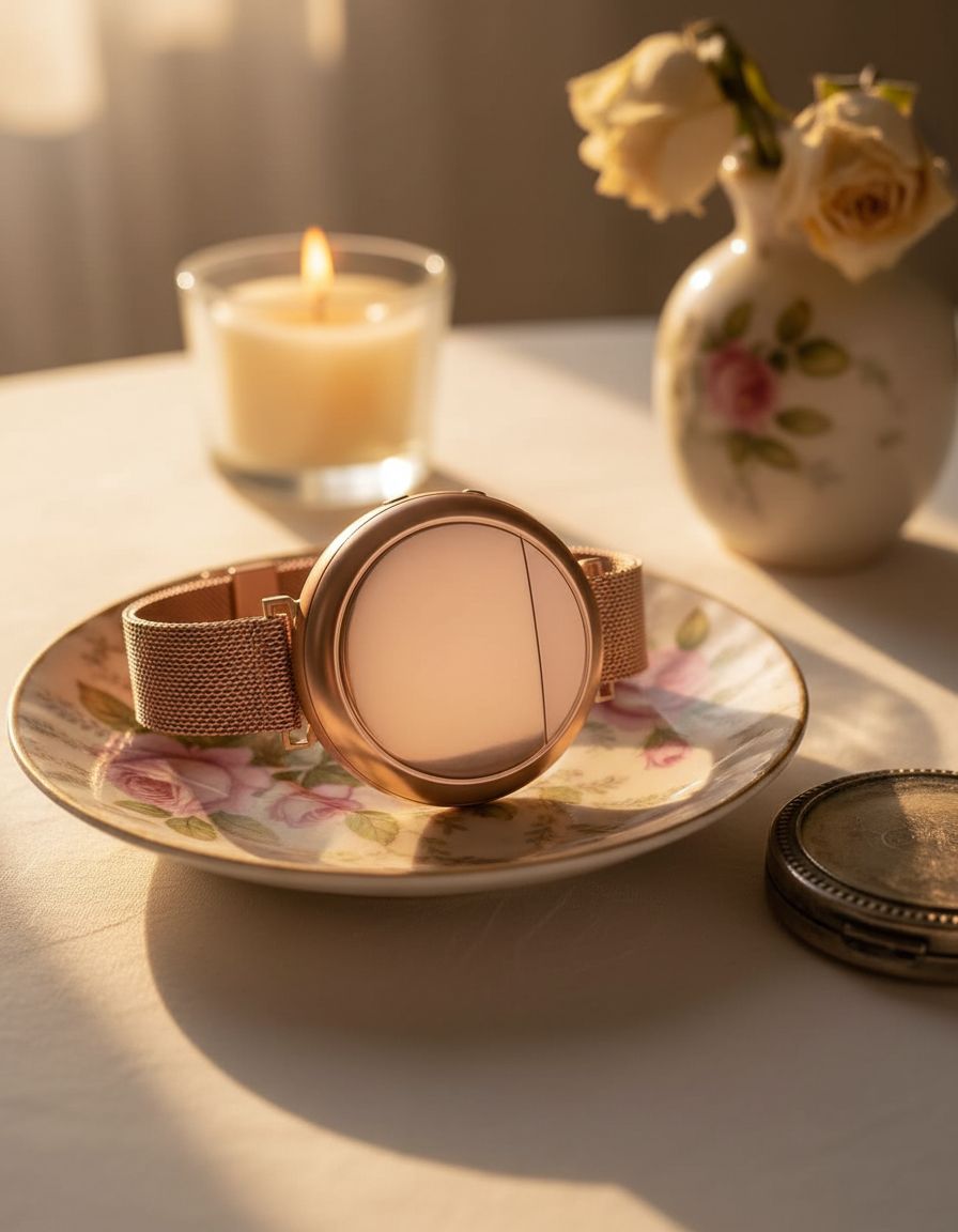 Rose gold thermal cooling bracelet with minimalist band design — view 4