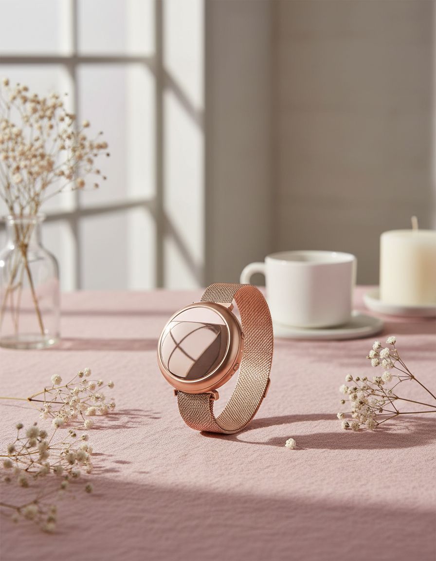 Rose gold thermal cooling bracelet with minimalist band design — view 3