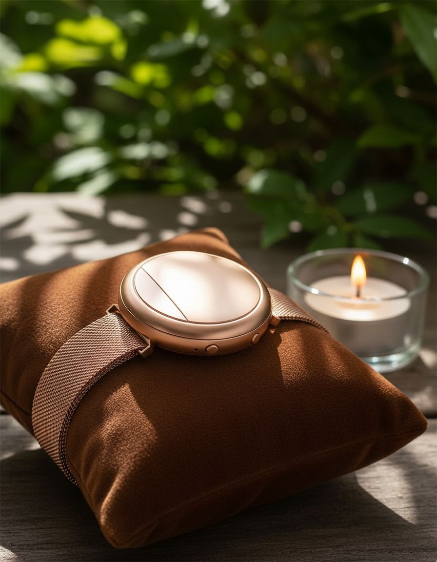 Rose gold thermal cooling bracelet with minimalist band design — view 5