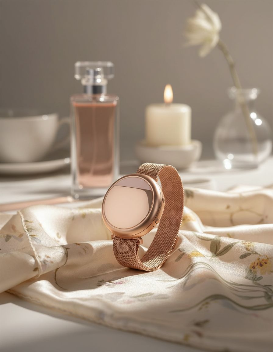 Rose gold thermal cooling bracelet with minimalist band design — view 7