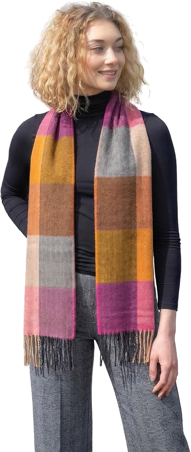 soft brushed merino wool scarf in multi color — handmade Irish luxury — view 1