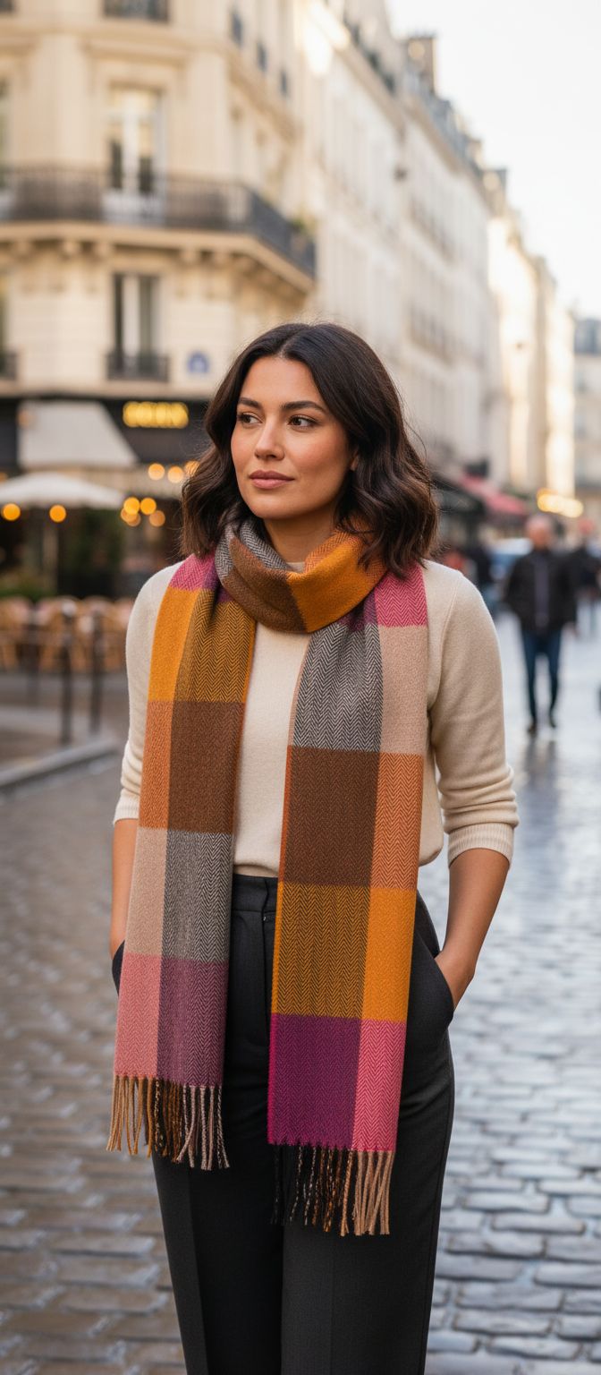soft brushed merino wool scarf in multi color — handmade Irish luxury — view 4