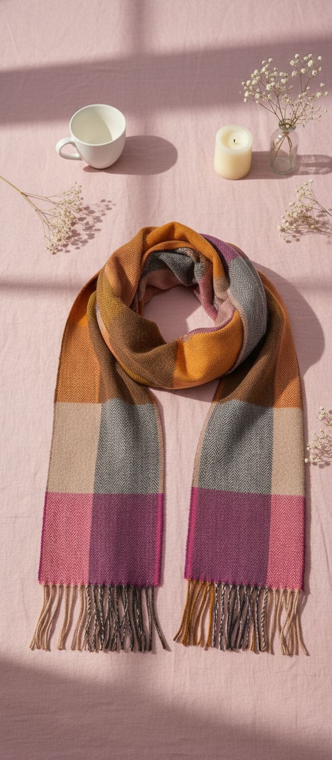 soft brushed merino wool scarf in multi color — handmade Irish luxury — view 3