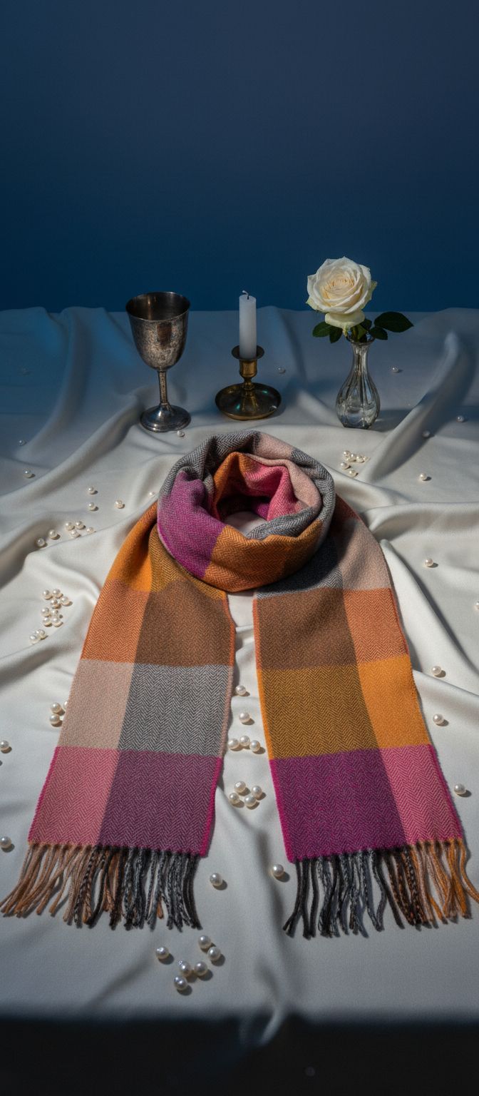 soft brushed merino wool scarf in multi color — handmade Irish luxury — view 7