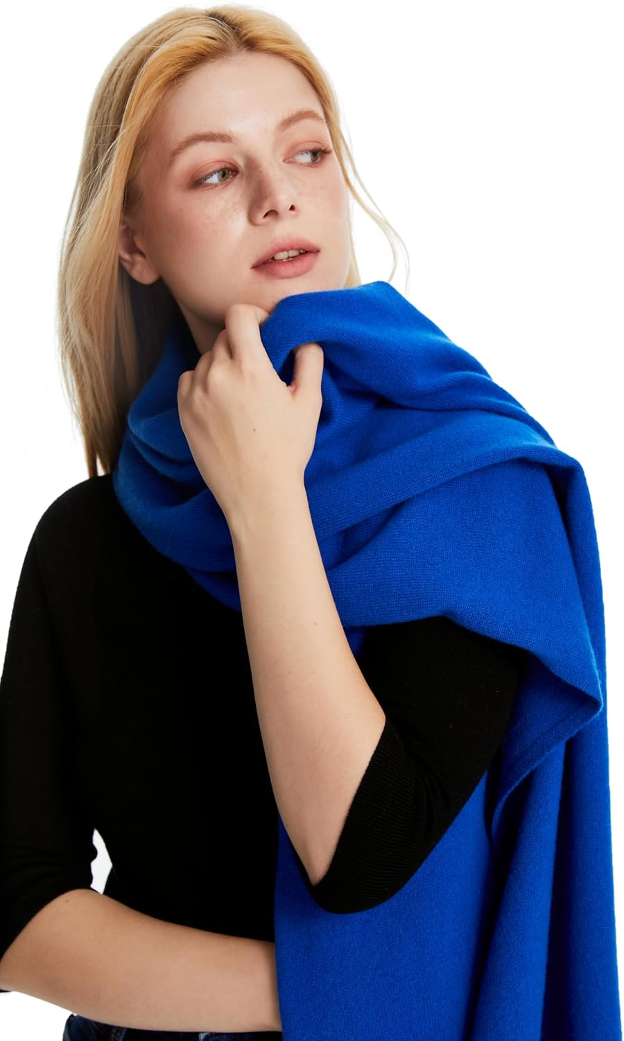 Oversized cashmere pashmina wrap in warm neutral tones with featherlight drape — view 3