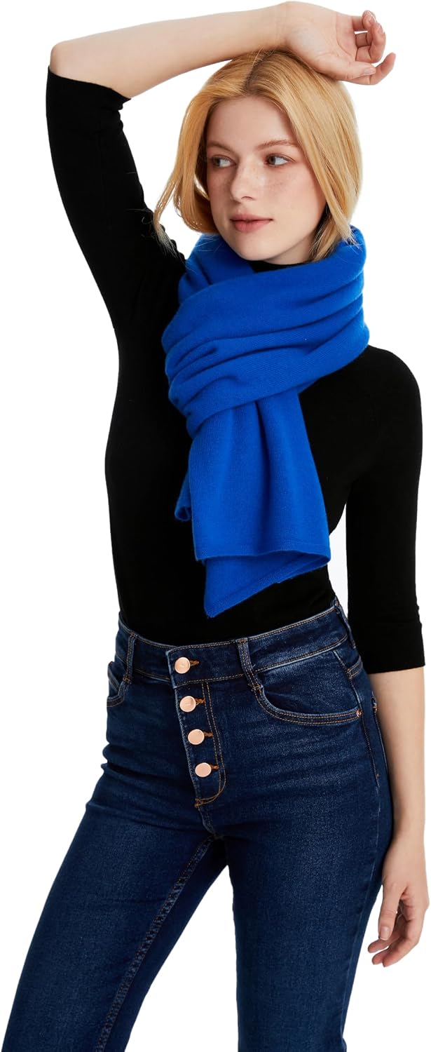 Oversized cashmere pashmina wrap in warm neutral tones with featherlight drape — front
