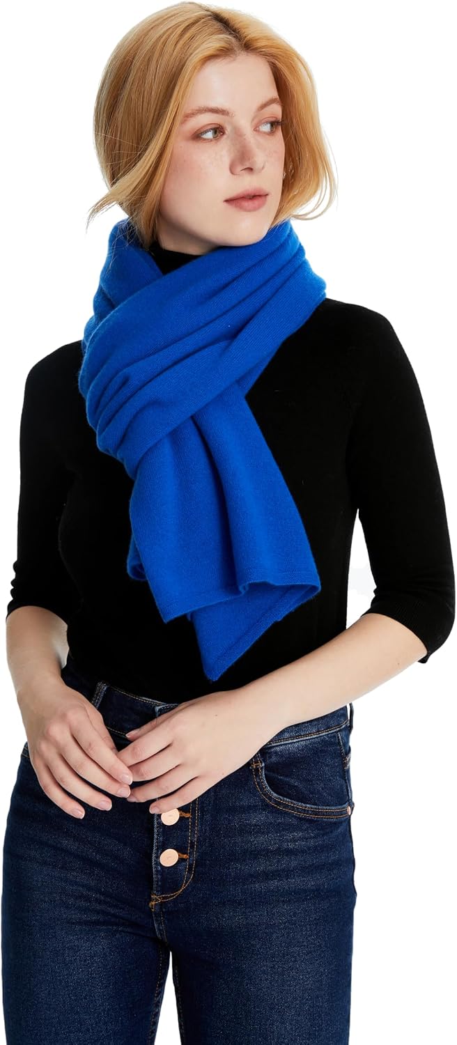 Oversized cashmere pashmina wrap in warm neutral tones with featherlight drape — side