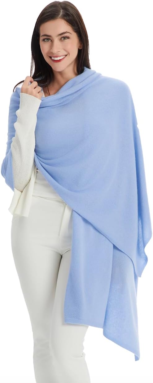Oversized cashmere pashmina wrap in warm neutral tones with featherlight drape — detail