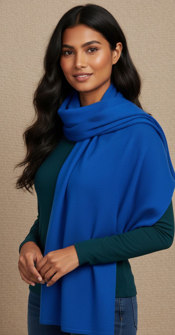 Oversized cashmere pashmina wrap in warm neutral tones with featherlight drape — view 6