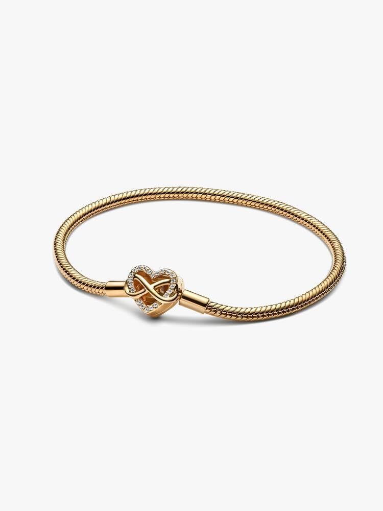 PANDORA sterling silver charm bracelet with sparkling infinity heart clasp — view 2