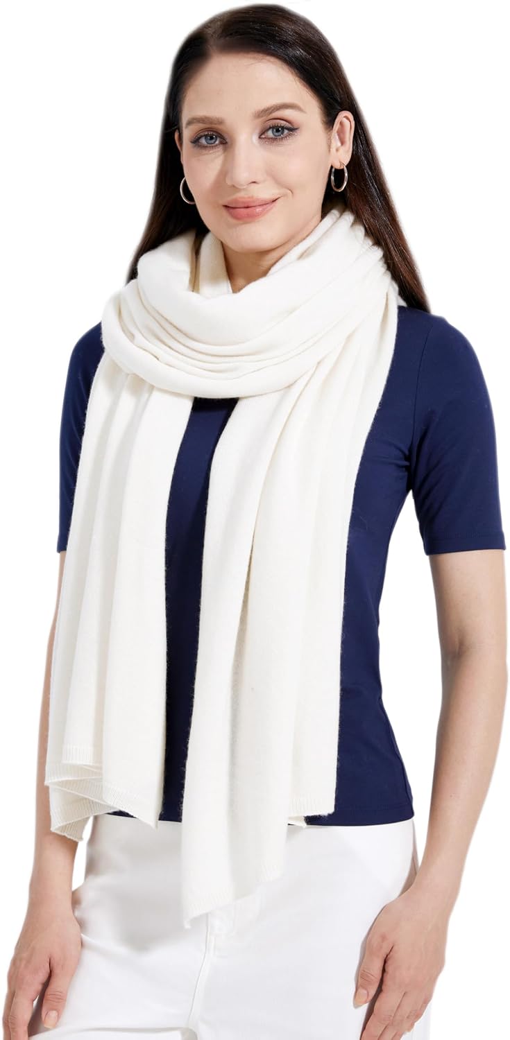 Cashmere wrap shawl in warm neutral tones — extra large knit design — view 3