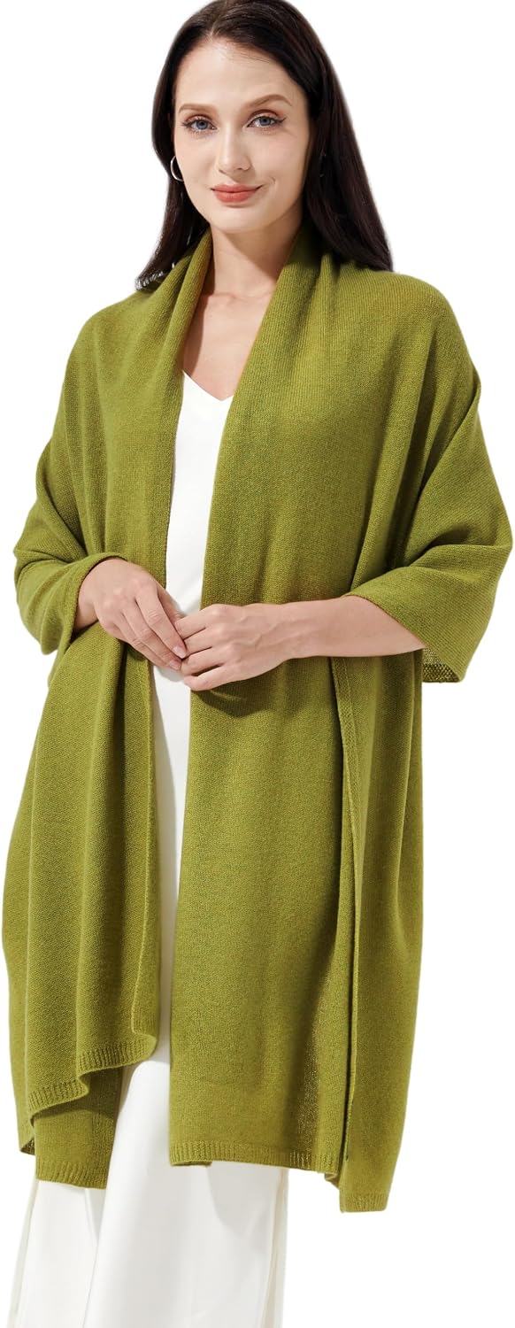 Cashmere wrap shawl in warm neutral tones — extra large knit design — detail
