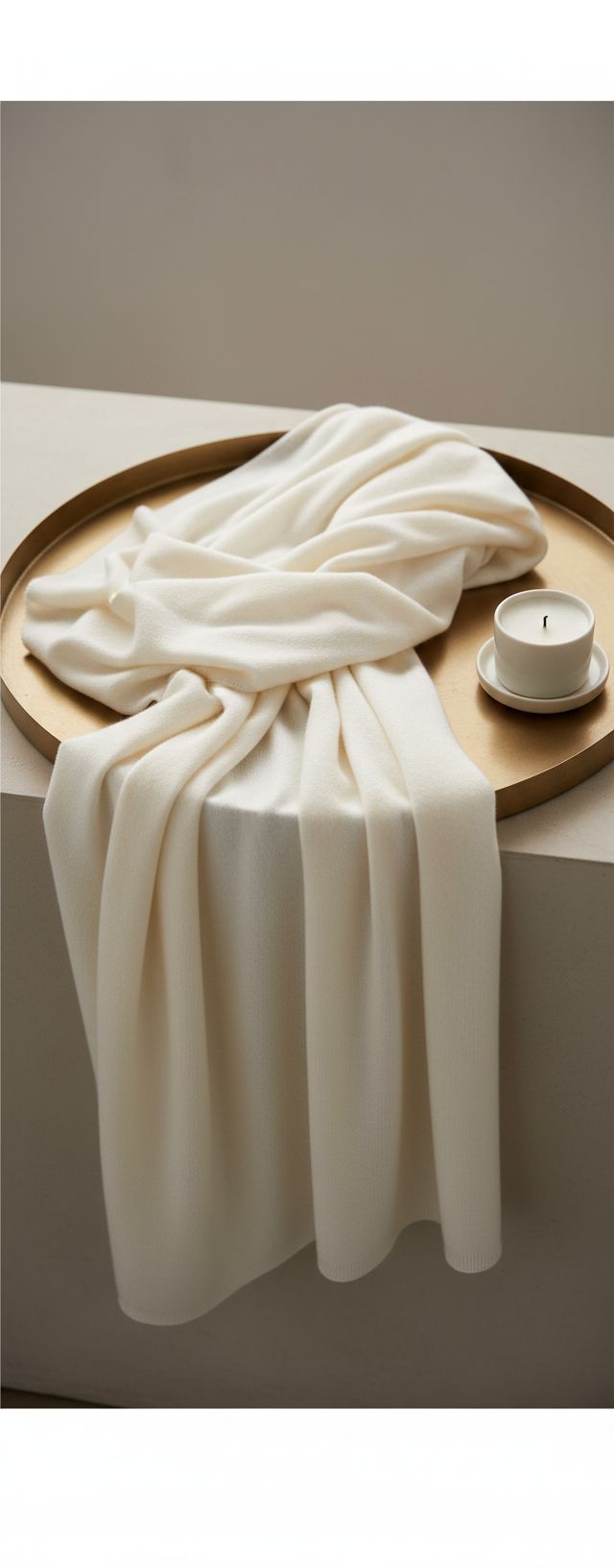 Cashmere wrap shawl in warm neutral tones — extra large knit design — view 4