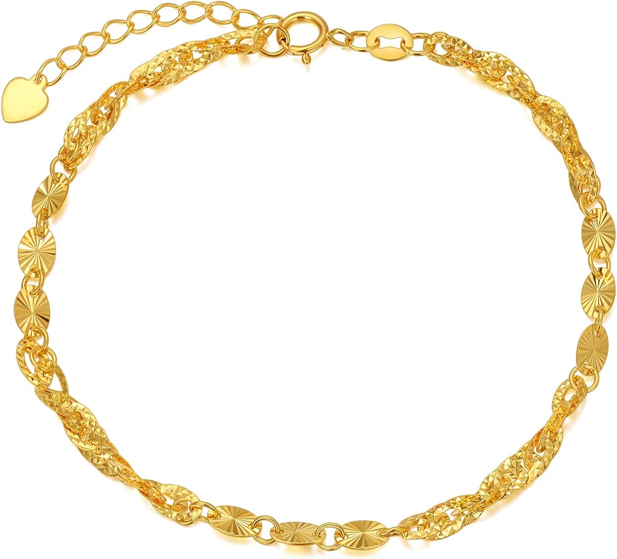 18k yellow gold bracelet with diamond-cut Italian link chain, 3mm width — view 1