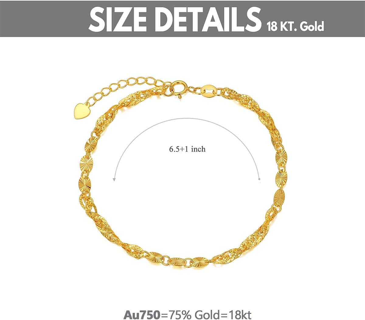 18k yellow gold bracelet with diamond-cut Italian link chain, 3mm width — view 2