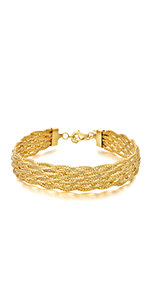 18k yellow gold bracelet with diamond-cut Italian link chain, 3mm width — view 4