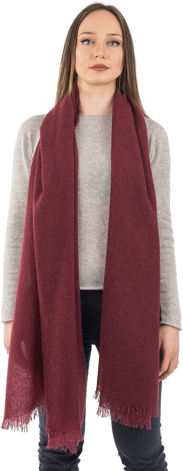Cashmere pashmina wrap in warm neutral — lightweight wedding shawl — front