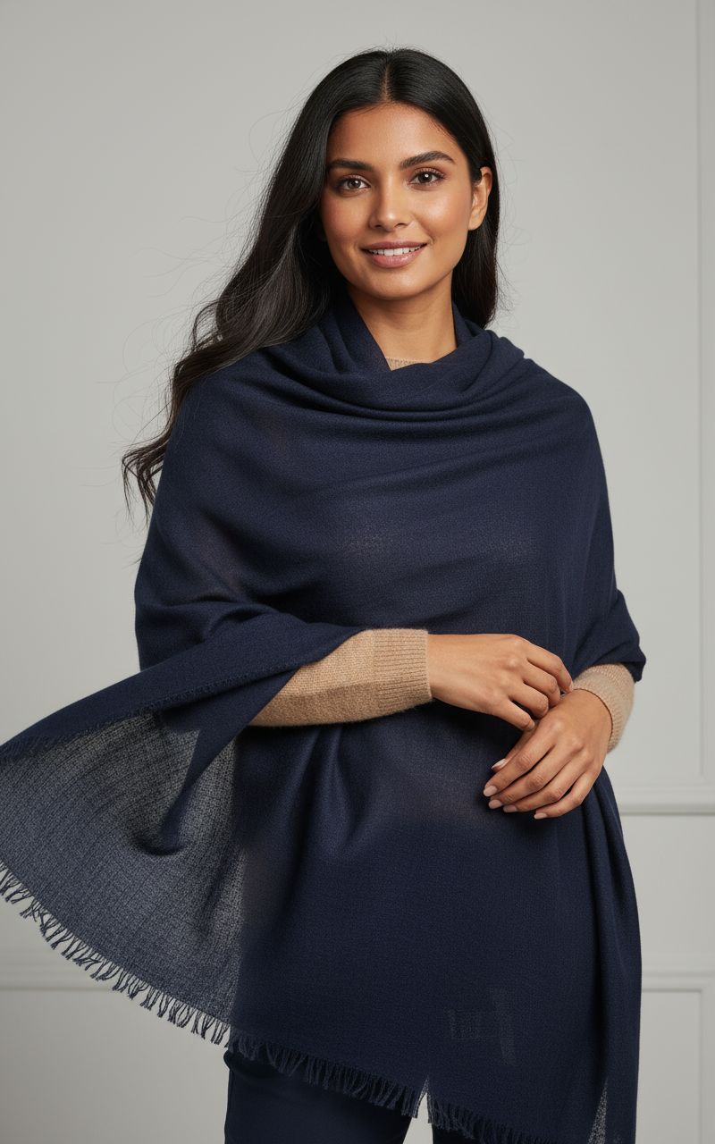 Cashmere pashmina wrap in warm neutral — lightweight wedding shawl — view 6