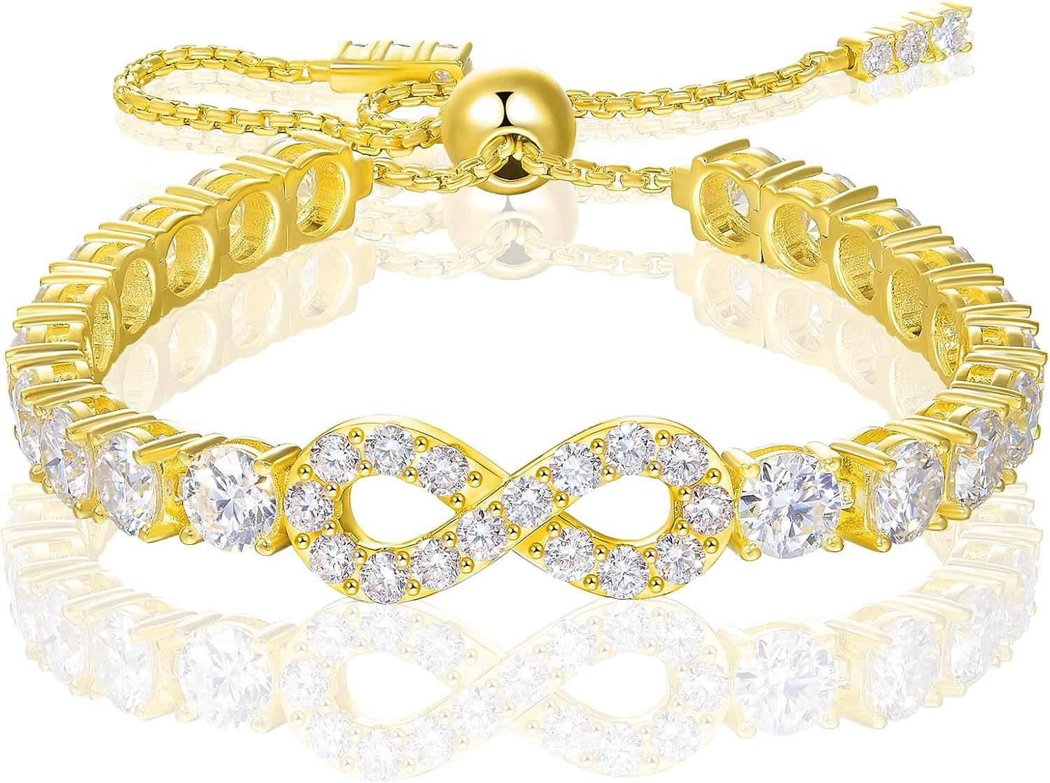moissanite tennis bracelet in gold vermeil — sterling silver with lab-created diamonds — view 1
